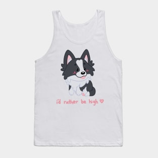 i'd rather be high border collie cute chibi dog Tank Top